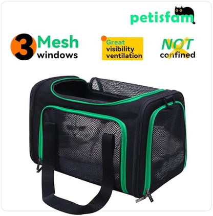Quick-in Pet Carrier Bag for Cats & Dogs. Airy Mesh Windows Let Fur-Kids See You Reduce Anxiety & Breath Easy. Rip-Stop Fabric & Lockable Zips Hug Securely. Washable Comfy Pad. Collapsible - Image 4
