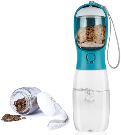 Dog Water Bottle with Food Container, Portable Leak Proof Pet Water Dispenser for Walking Hiking Travel, Puppy Essentials Accessories for Small Large Dogs, Dog Gifts (10oz/15oz/19oz) by AVELORA