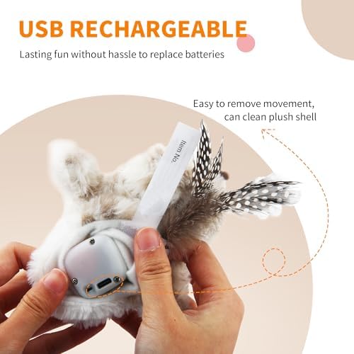 Gigwi Flappy Bird Cat Toy For Indoor Cats, Rechargeable Lifelike Sandpiper Interactive Flapping Bird Cat Toy Tweet, Flapping Wings & Lively Chirping, Catnip Toys For Kitten, Touch Activated (Princess) - Image 5