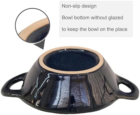 Ceramic Cat Bowl Cats Dishes for Food and Water, 8.3 Inch Dog Bowls, 7 oz Ceramic Cat Food Bowl, Whisker Fatigue Pet Plate, Pet Water Bowls with Handle Perfect for Indoor Cats (Dark Blue) - Image 4