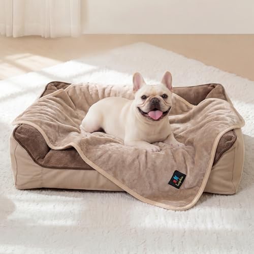 Luciphia Waterproof Pet Blanket, Washable Reversible Sherpa Fleece Throw by luciphia