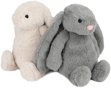 Best Pet Supplies Bunny Buddy Squeaky Plush Dog Toy - Beige & Gray by BestPetSuppliesLLC