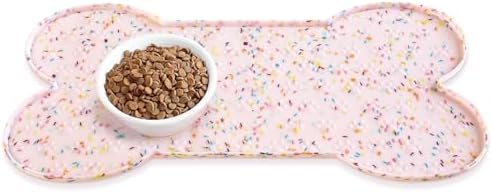 PWTAA Dog Food Mat Anti-Slip Silicone Dog Bowl Mat Thicker Pet Placemat Waterproof Cat Feeder Pad with Raised Edge Puppy Kitten Feeding Mats Suitable Small Medium-Sized Dogs Cats Eating Tray by PWTAA