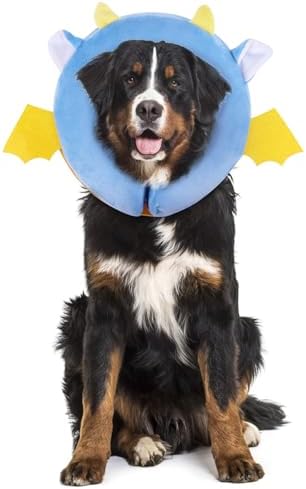 IEUUMLER Inflatable Recovery Dog Collar, Protective Donut Cone, Adjustable Soft Collar for Dog and Cat After Surgery Prevent from Biting & Scratching EU002 - Vampire M+ by IEUUMLER