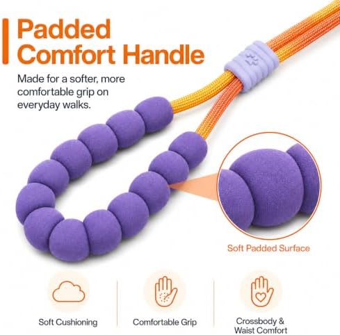 Hands Free Dog Leash, Double Handle Leash 6.5FT Yellow-Orange - Image 3
