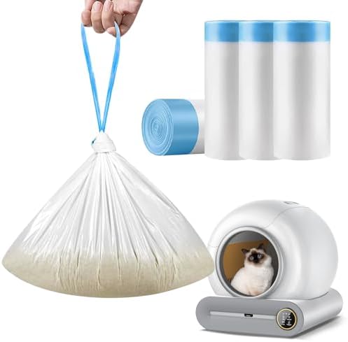 Self Cleaning Cat Litter Box Liner - 60 Counts, Drawstring Cat Litter Waste Container Bags for Self-Cleaning Litter Boxes, Durable, Tear-Resistant, Liquid-Tight by Unknown