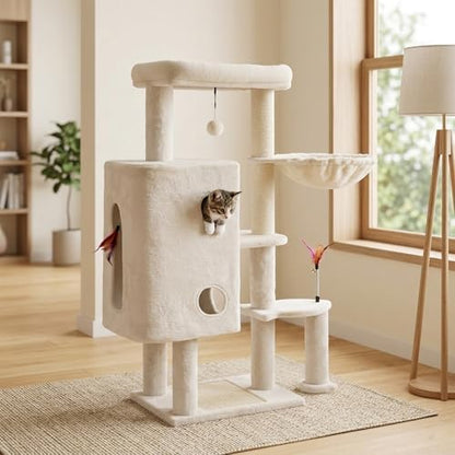 HUITREE 45in Cat Tree Tower with Big Condo for Indoor Cats,Cat Tower with Scratching Post,Scratching Board and Cat Toys,Multi-Level,Small Space,Transformer Cat Tree (336B) - Image 7