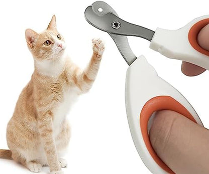 Cat Nail Clippers with Circular Cut Hole -Avoid Over Cutting Pet Nail Clippers -Sharp Angled Blade Professional Paw Trimmer Set for Novice Pet Families (Orange) - Image 2