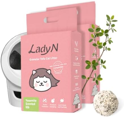 Lady N Tofu Cat Litter, Low Dust Compatible with Auto-Box Yosemite 18lb by LadyN