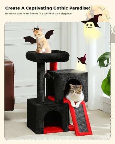 PAWZ Road 30" Cat Tree, Gothic Cat Tower with 2 Condos for Indoor Cats - Image 3