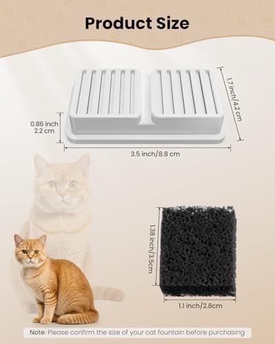 Replacement Filter for BalimoPet Cat Water Fountain - 6 Packs Pet Water Bowl Filters - 6 Filters & 6 Sponges Set Stainless Steel Cats Water Dispenser - Activated Carbon Foam Filtered Refill - Image 6