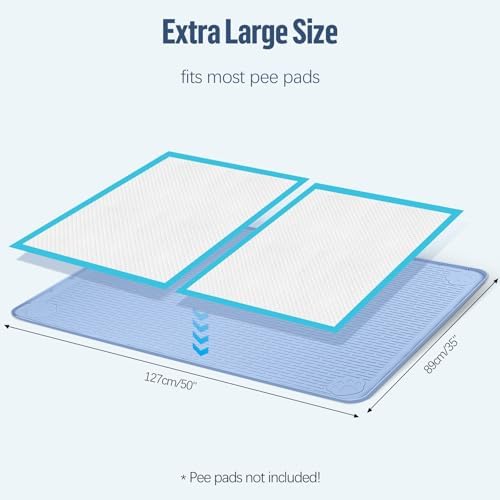 Pee Pad Holder for Dogs 50''x35'' Silicone Puppy Pee Pad Tray, Blue - Image 2