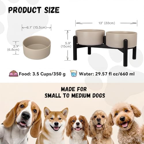 Raised Ceramic Dog Bowl Set with Stand, 3.5 Cups Elevated Dog Food Stand - Image 2