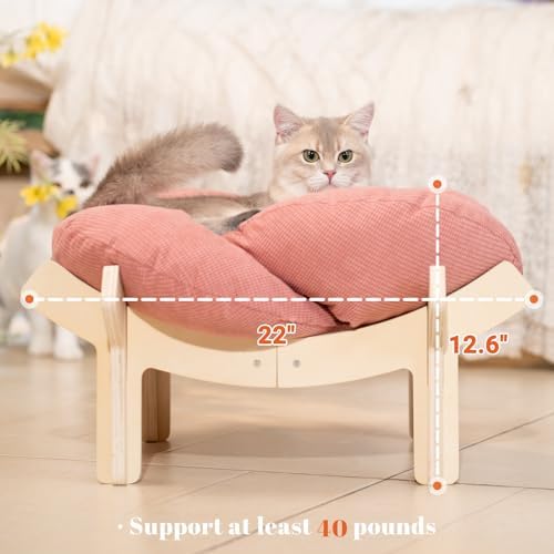 CHEERHOME PETS Elevated Cat Bed for Indoor Cats Couch Sofa Flower - Image 4