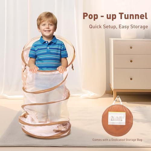 Kids Play Tunnel Toys for Toddlers 1-3, 69" x 18" Pop up Crawl Tunnel Tent for Boys and Girls, Play Tunnel for Kids to Crawl Through, Pordable Children or Dogs & Cats Indoor & Outdoor - Image 3