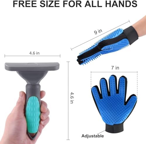 2PCS Pet Grooming Brush Set, Undercoat Deshedding Tool & Double-Sided Silicone Glove for Dogs, Cats & Horses - Gentle & Effective Loose Hair Removal, Shedding Reduction - Image 2