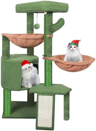 Wang Xin Three Layer Cat Tree with Cat Condo Scratch Pad and Two Hammocks,Green … by Unknown