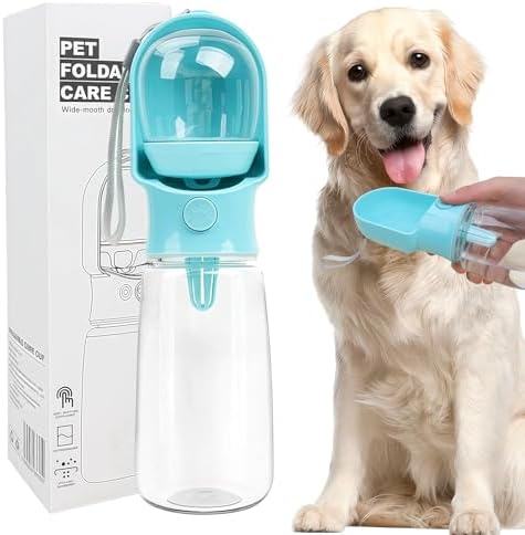 Blue Large Portable Dog Water Bottle(17oz) with Food Container by Histotree