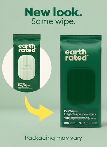 Earth Rated Dog Wipes for Paws & Butt, Deodorizing, Unscented, 100ct - Image 2