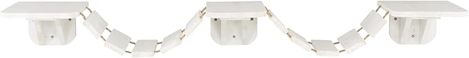 Trixie Wall Mounted Cat Bridge – Space-Saving Cat Wall Shelves for Climbing, Jumping & Vertical Play – Elevated Cat Furniture with 3 Platforms – White, 59.1 x 11.8 x 5.5 in