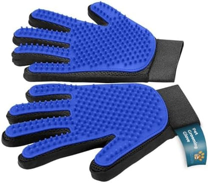 Pet Grooming Gloves – Efficient Dog & Cat Grooming Gloves 2-in-1 Deshedding Glove & Massage Mitt for Bathing, Washing & Shedding, Safe for Short/Long Hair – 2pcs (Blue) by Tailio