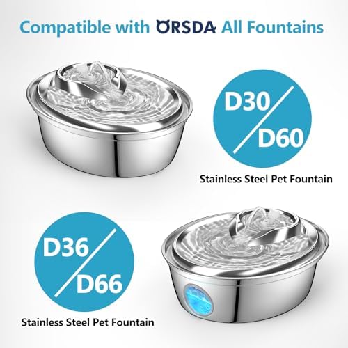 ORSDA Cat Water Fountain Pump Filters Pet Water Fountain Pump Sponges Compatible with All ORSDA/ZeePet Stainless Steel Dog and Cat Water Dispenser Black Filters Universal for All Models (8PCS) - Image 4