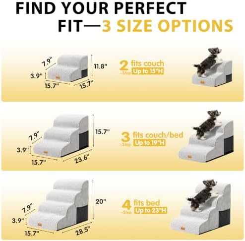 Dog Stairs for Small Dogs, 3-Step Non-Slip Foam Pet Steps for Couch Bed - Image 2