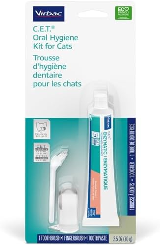 C.E.T. Oral Hygiene Kit for Cats, Seafood flavor Toothpaste with Toothbrush by Virbac
