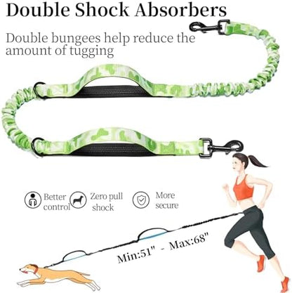 iYoShop Hands Free Dog Leash with Zipper Pouch, White-Green Mix, Large - Image 5