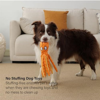 CPYOSN 2 Pack Octopus Dog Toys, No Stuffing Squeaky Crinkle Plush Chew Toys - Image 3