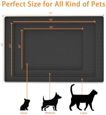 24" x 16" Dog Food Mat, Silicone Pet Mats for Food and Water, Nonslip Pet Feeding Mats for Floors, Dog Cat Bowl Mat with Raised Edges, Lake Blue - Image 2