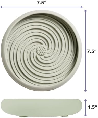 Large Lick Dish - Silicone Lick Mat + Slow Feeder for Cats & Dogs (Sage) - Image 2