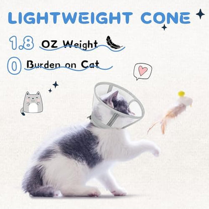 Supet Cat Cone Collar Soft, Air Mesh Recovery Collar to Stop Licking, Breathable Neck Cone Alternative, Lightweight Cat Head Cone Anti Scratch (S) - Image 2