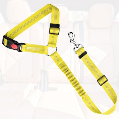 BWOGUE Dog Seat Belt for Car, Headrest Restraint Bungee Lead, Yellow - Image 2