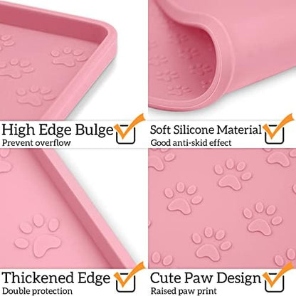 Ptlom Pet Placemat for Dog and Cat, Mat for Prevent Food and Water Overflow, Suitable for Small, Medium and Big Pet,24.5" 16.5", Pink - Image 4