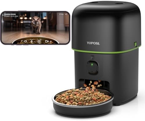 Automatic Cat Feeder with Camera - 5G WiFi Auto Cat Food Dispenser, 1080P HD Video with Night Vision, 1-15 Meals, 1-99 Portions, 2-Way Audio, Keeps Food Fresh, Timed Pet Feeder Also for Dogs by Yuposl
