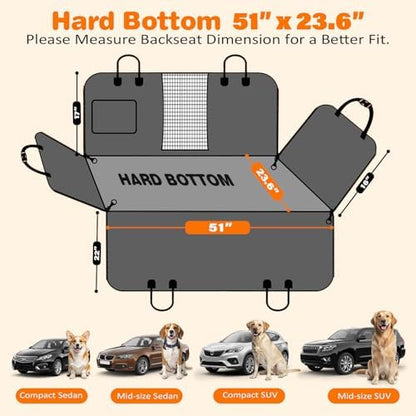 URPOWER Hard Bottom Dog Car Seat Cover for Back Seat, Waterproof Hammock - Image 5
