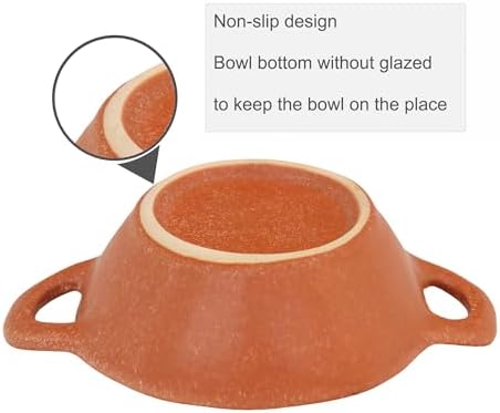 Ceramic Cat Bowl Cats Dishes for Food and Water, 8.3 Inch Dog Bowls, 7 oz Ceramic Cat Food Bowl, Whisker Fatigue Pet Plate, Pet Water Bowls with Handle Perfect for Indoor Cats (Orange) - Image 4