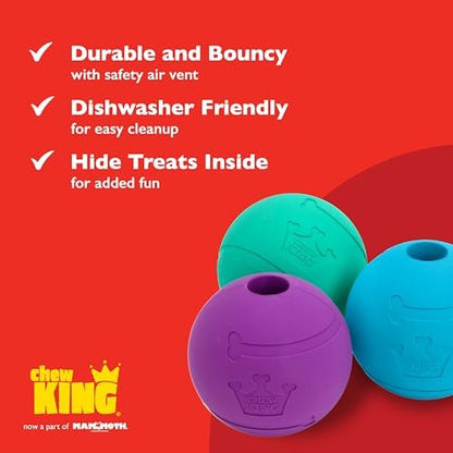 Chew King Fetch Balls Extremely Durable Natural Rubber Toy Pack of 3 - 3 inch Balls (CM-0263-CS01) - Image 6