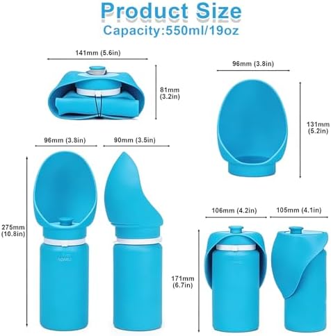Dog Water Bottle Portable, Large Wide-Mouth Drinking Bowl (Blue) - Image 6