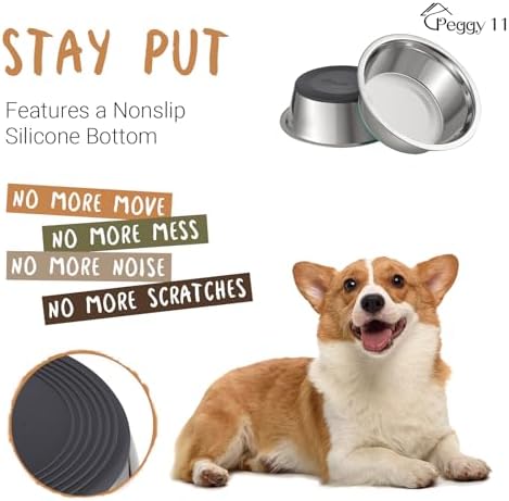 PEGGY11 Deep Stainless Steel Dog Bowls, 3 US Cup Each, 2-Pack - Image 3