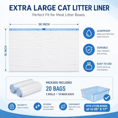 Litter Box Liners with Drawstring Closure for Cat Litter Cleanup - Image 2
