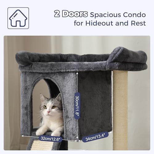 Cat Tree with Large Top Bed 28”Cat Tower with Scratching Post - Image 4
