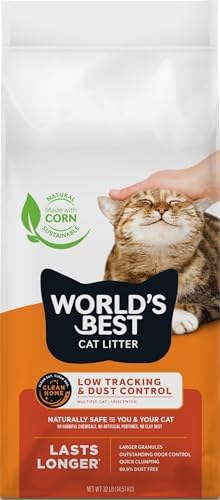 World's Best Cat Litter Low Tracking & Dust Control, Unscented, 32 lb Bag by WorldsBestCatLitter