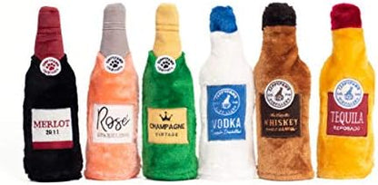 ZippyPaws Happy Hour Crusherz- Interactive Dog Toys to Keep Them Busy, Squeaky Plush Pet Toy for All Breeds, for Small, Medium, & Large Dogs, Drink Themed Crinkle Water Bottle Toy- Champagne