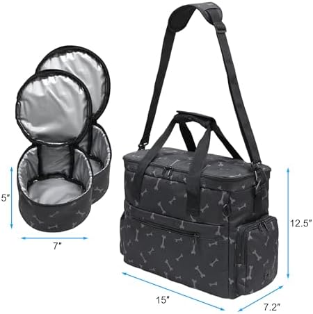 MYDAYS Dog Travel Bag, Pet Luggage Suitcase, Weekend Tote Carrier with Collapsible Bowl (Black1) - Image 7