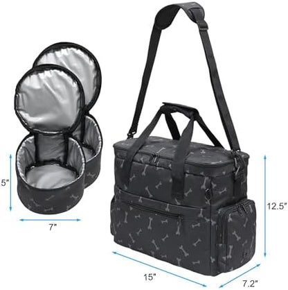 MYDAYS Dog Travel Bag, Pet Luggage Suitcase, Weekend Tote Carrier with Collapsible Bowl (Black1) - Image 7