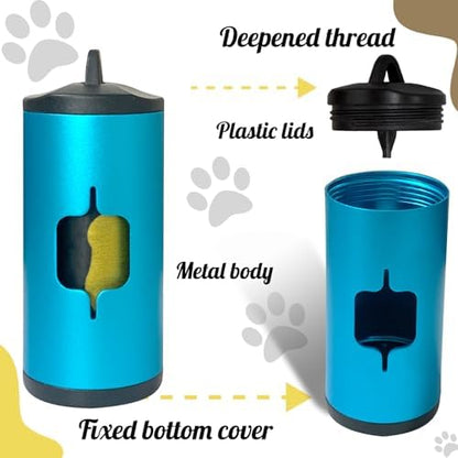 Metal Dog Poop Bag Holder 2-Pack w/Leash Clip|Durable Scratch-Resistant Aluminum|30 Bags+6 Accessories（Blue） - Image 2