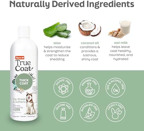 True Coat Thick Coat Dog Shampoo, 5 in 1 De‑Sheds & Softens with Oat Milk, Coconut Oil & Aloe, 16 oz - Image 4