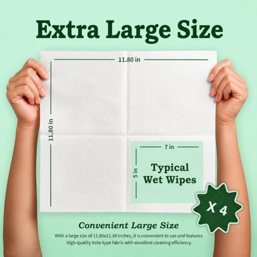 Pet Wet Towel for Small Dogs — Individually Wrapped 11.8" Square Bath Wipes, No-Rinse, Fresh Green Tea Scent, Travel-Ready (20 Count) - Image 2